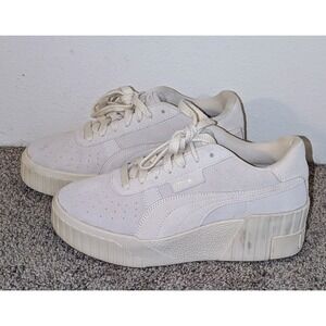 Puma Cali Platform White Sneakers‎ Suede Low Top Casual Shoes Women's 9.5